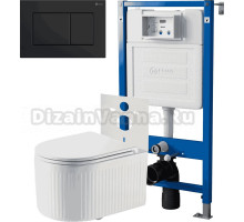 Комплект 3 в 1 Унитаз подвесной Point Деметра PN41121 + Инсталляция PN45120 + Кнопка Ника PN44081BM цвет матовый черный