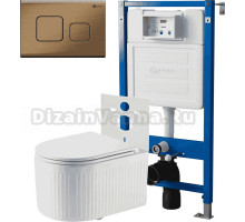 Комплект 3 в 1 Унитаз подвесной Point Деметра PN41121 + Инсталляция PN45120 + Кнопка Афина PN44041BB цвет брашированная бронза