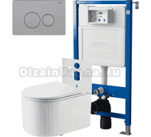 Комплект 3 в 1 Унитаз подвесной Point Деметра PN41121 + Инсталляция PN45120 + Кнопка Виктория PN44061SB цвет брашированная сталь