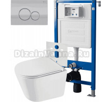 Комплект 3 в 1 Унитаз подвесной Point Венера PN41071 + Инсталляция PN45120 + Кнопка Виктория PN44061SC цвет сатин, хром