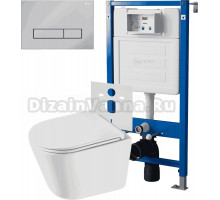 Комплект 3 в 1 Унитаз подвесной Point Венера PN41071 + Инсталляция PN45120 + Кнопка Меркурий PN44831C цвет хром