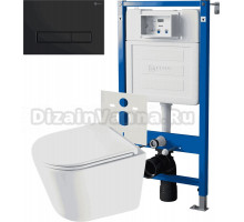 Комплект 3 в 1 Унитаз подвесной Point Венера PN41071 + Инсталляция PN45120 + Кнопка Меркурий PN44831BM цвет матовый черный