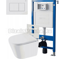 Комплект 3 в 1 Унитаз подвесной Point Венера PN41071 + Инсталляция PN45120 + Кнопка Ника PN44081W цвет матовый белый