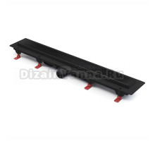 Водоотводящий пластиковый черный желоб AZARIO D50(боковой слив) с черной решеткой Klasik 750 мм AZ-CH 750/50 KC