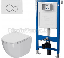 Комплект 3 в 1 Унитаз подвесной Point Афина PN41041 + Инсталляция PN45122 + Кнопка Виктория PN44061WG цвет белый, золото