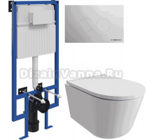 Комплект 3 в 1 Унитаз подвесной DIWO Архангельск 0800 + Инсталляция STWORKI 510162 + Кнопка Хельсинки 500472 цвет глянцевый хром