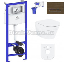 Комплект Lavinia Boho Унитаз подвесной Biore Compacto Rimless 3304101C + Крышка-сиденье Biore 33290420 с микролифтом + Инсталляция RelFix 38010010 + Кнопка RelFix 3805005T венге + Дозатор RelFix 38040010