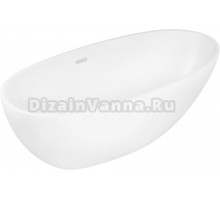 Акриловая ванна Grossman Fly GR-1104M 170x75 см, отдельностоящая, белая матовая, овальная, со сливом-переливом, с донным клапаном