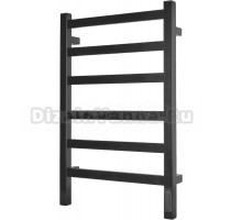 Полотенцесушитель электрический ARIS Квадро ПСНм-22-01д.ч 65x45 см, подключение справа, слева, матовый черный, лесенка, из стали