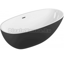Акриловая ванна Grossman Fly GR-1104MB 170x75 см, отдельностоящая, черная, овальная, со сливом-переливом, с донным клапаном