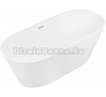 Акриловая ванна Grossman Forta GR-1503M 170x75 см, отдельностоящая, белая матовая, овальная, со сливом-переливом, с донным клапаном
