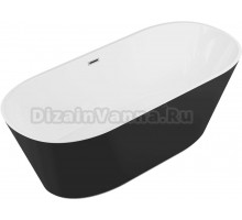 Акриловая ванна Grossman Forta GR-1503MB 170x75 см, отдельностоящая, черная, овальная, со сливом-переливом, с донным клапаном