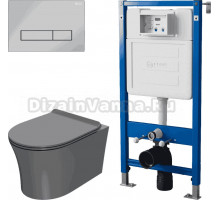 Комплект 3 в 1 Унитаз подвесной Point Вега PN41711GM + Инсталляция PN45122 + Кнопка Меркурий PN44831C цвет хром