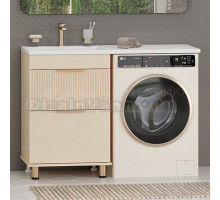 Тумба с раковиной Brevita Enfida 60 напольная, под стиральную машину, L, бежевая