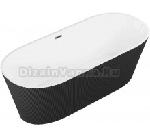 Акриловая ванна Grossman Forta GR-27021MB 170x75 см, отдельностоящая, черная, овальная, со сливом-переливом, с донным клапаном