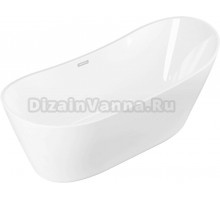 Акриловая ванна Grossman Galaxy GR-2102 170x75 см, отдельностоящая, белая, овальная, со сливом-переливом, с донным клапаном