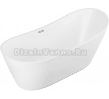 Акриловая ванна Grossman Galaxy GR-2102M 170x75 см, отдельностоящая, белая матовая, овальная, со сливом-переливом, с донным клапаном