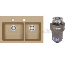 Комплект Мойка Alveus Atrox Granital 50, beige + Измельчитель Bort Titan Max Power
