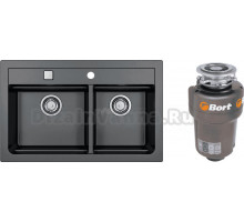 Комплект Мойка Alveus Atrox Granital 50, carbon + Измельчитель Bort Titan Max Power, FullControl