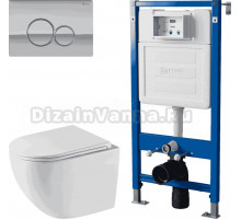 Комплект 3 в 1 Унитаз подвесной Point Сатурн PN41901 + Инсталляция PN45122 + Кнопка Виктория PN44061C цвет хром