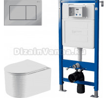 Комплект 3 в 1 Унитаз подвесной Point Омега PN41902 + Инсталляция PN45122 + Кнопка Ника PN44081C цвет хром