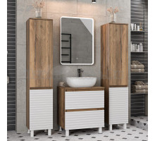 Мебель для ванной комнаты Brevita Dakota 60 напольная, дуб галифакс олово, белый
