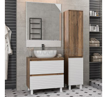 Мебель для ванной комнаты Brevita Dakota 70 напольная, дуб галифакс олово, белый