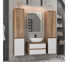 Мебель для ванной комнаты Brevita Dakota 60 подвесная, дуб галифакс олово, белый