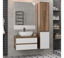 Мебель для ванной комнаты Brevita Dakota 70 подвесная, дуб галифакс олово, белый
