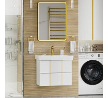 Мебель для ванной комнаты Brevita Vega 70 подвесная, белая, золото