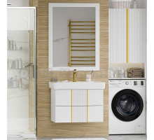 Мебель для ванной комнаты Brevita Vega 80 подвесная, белая, золото