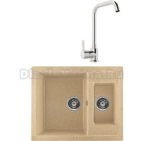 Комплект Мойка Gerhans C01-21, песочная + Смеситель MEGA Ege MG-PL10, хром