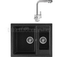 Комплект Мойка Gerhans C01-22, черная + Смеситель MEGA Life MG-TK06, хром