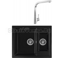 Комплект Мойка Gerhans C01-25, оникс + Смеситель MEGA Mega