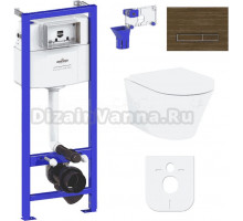 Комплект Lavinia Boho Унитаз подвесной Biore Rimless 3304102R + Крышка-сиденье Biore 33290410 с микролифтом + Инсталляция RelFix 38010010 + Кнопка RelFix 3805005T венге + Дозатор RelFix 38040010