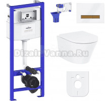 Комплект Lavinia Boho Унитаз подвесной Biore Rimless 3304102R + Крышка-сиденье Biore 33290410 с микролифтом + Инсталляция RelFix 38010010 + Кнопка RelFix 38050703 белая, светлое дерево + Дозатор RelFix 38040010