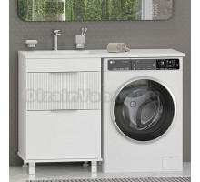 Тумба с раковиной Brevita Enfida 60 напольная, под стиральную машину, L, белая