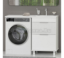 Тумба с раковиной Brevita Enfida 60 напольная, под стиральную машину, R, белая