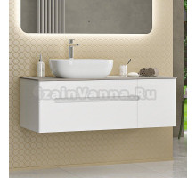 Тумба под раковину со столешницей Misty Роял 120 белая, столешница серая