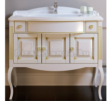 Тумба под раковину со столешницей Opadiris Лаура 100 белая с патиной