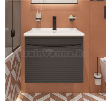 Тумба с раковиной STWORKI Хедмарк 60, антрацит, раковина с тонким краем