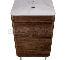 Тумба под раковину со столешницей Style Line Атлантика 60 Люкс Plus, напольная, старое дерево, столешница белый глянцевый мрамор