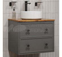 Тумба под раковину со столешницей IDDIS Torr 60 подвесная, темно-серая