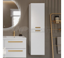 Шкаф-пенал для ванной Cezares Eco 40 универсальный ручки сатиновое золото, bianco lucido