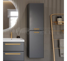 Шкаф-пенал для ванной Cezares Eco 40 универсальный ручки сатиновое золото, grafito