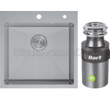 Комплект Мойка D&K DKS505004, сатин + Измельчитель Bort Titan 4000 Control