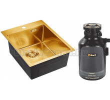 Комплект Мойка Emar PVD A EMB-128A PVD Nano Golden + Измельчитель Bort Alligator