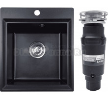 Комплект Мойка FOSTOGRAN Юнона 45-51 405, искристый черный + Измельчитель Bone Crusher BC 910-SL-Slim Line