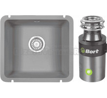 Комплект Мойка Granula 3601, алюминиум + Измельчитель Bort Titan 4000 Control