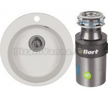 Комплект Мойка Granula 4801, арктик + Измельчитель Bort Titan 4000 Control